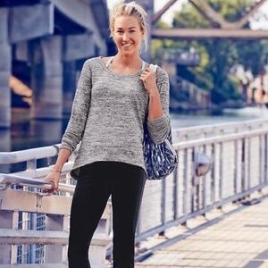 Athleta No Sweatin' It Sharkbite Top in Heather Gr